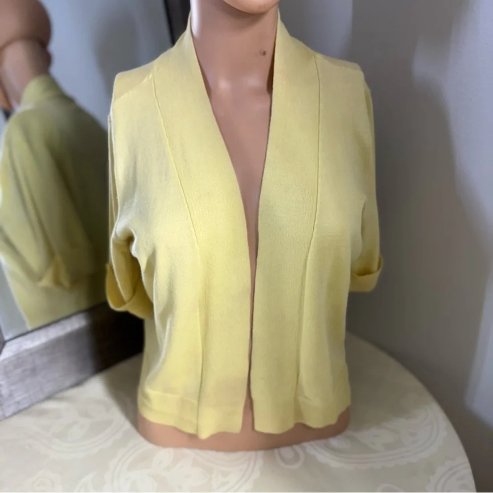 89th & Madison Yellow Knit Cardigan V-Neck Sweater